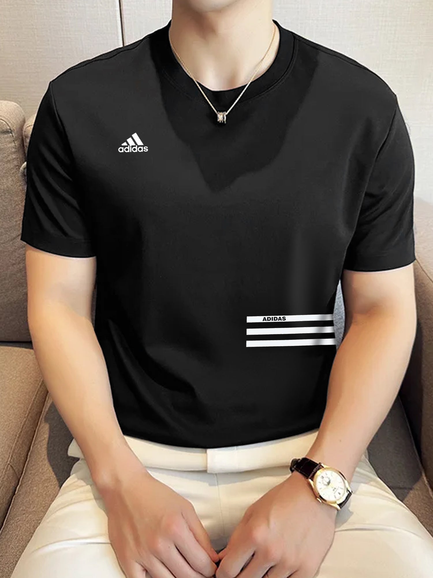Adds Premium Tennis Short Sleeves Round Neck T-Shirt