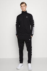 Adds Siganture Slogan Mock Neck Fine Interlock Men Zipper Tracksuit In Black