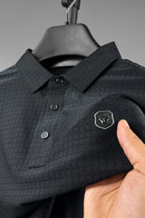 Turbo Trendy Block Pattern Stitchless Men's Polo Shirt In Black