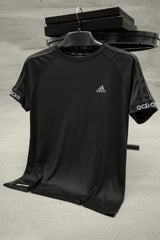 Dry Fit Crew Neck Tee With Adds Reflector Logo In Black