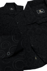 Embossed  Circles All Over Casual Shirt In Black