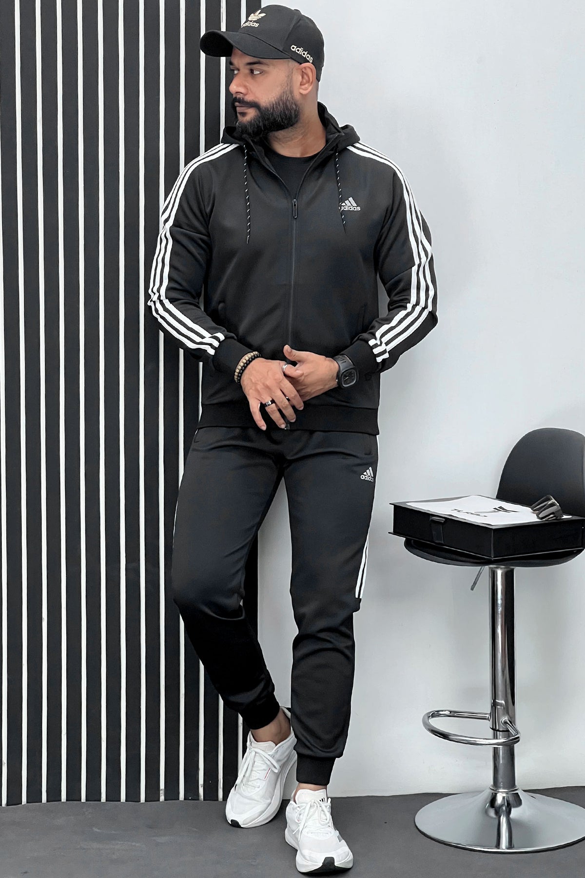 Adds Signature Slogan Sportswear Men Zipper Tracksuit