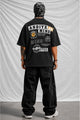 Turbo Distinctive Chest Design Oversize Tee in Black