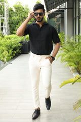 Turbo Snitch Striped Casual Shirt In Black