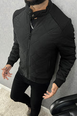 Block Stitch Texture Padded Imported Puffer Jacket