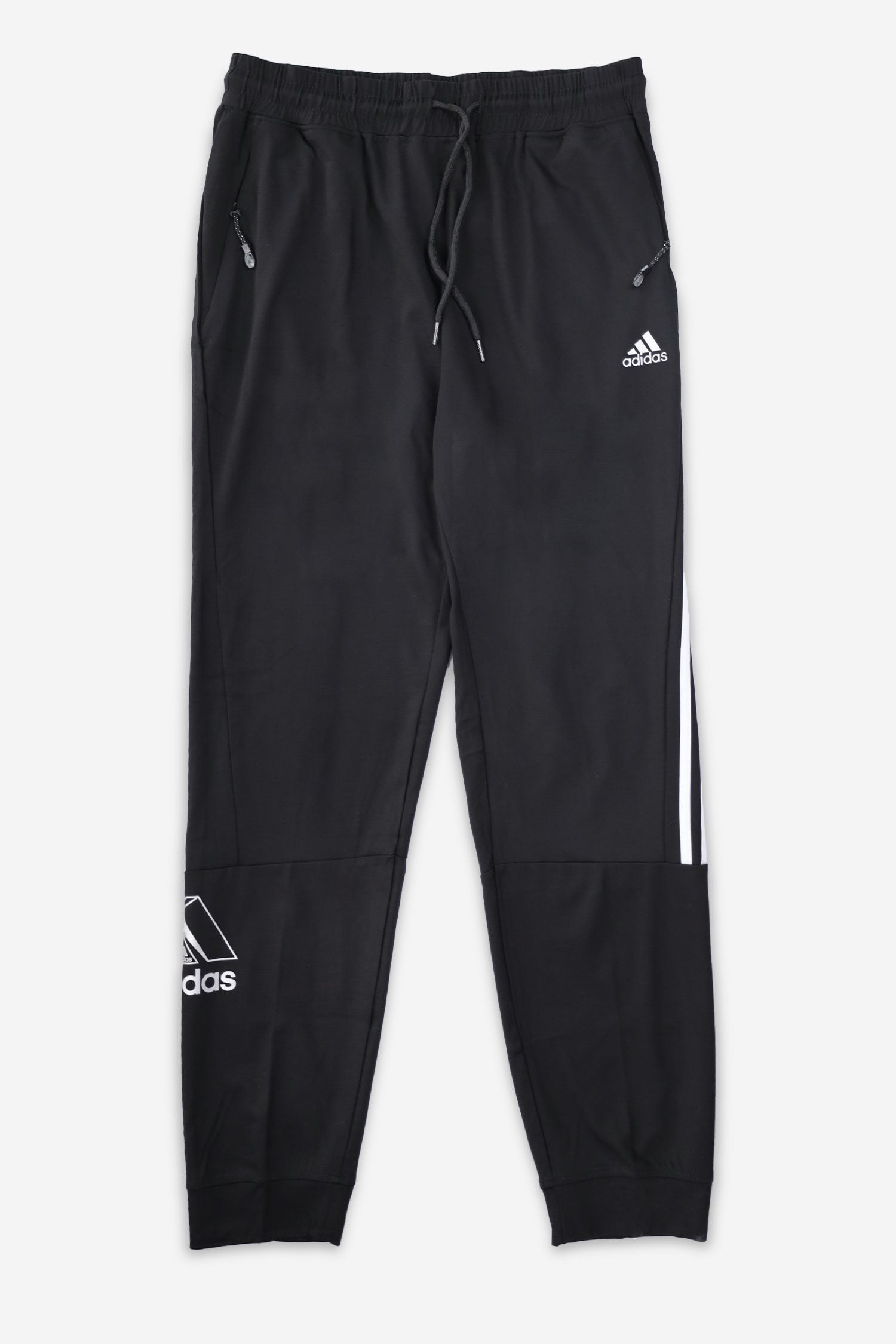 Adds Skinny Seluar Track 3 Stripes Line Sportswear Trouser In Black
