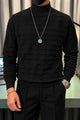 Turbo Geometric Pattern Imported Men's Sweater In Black