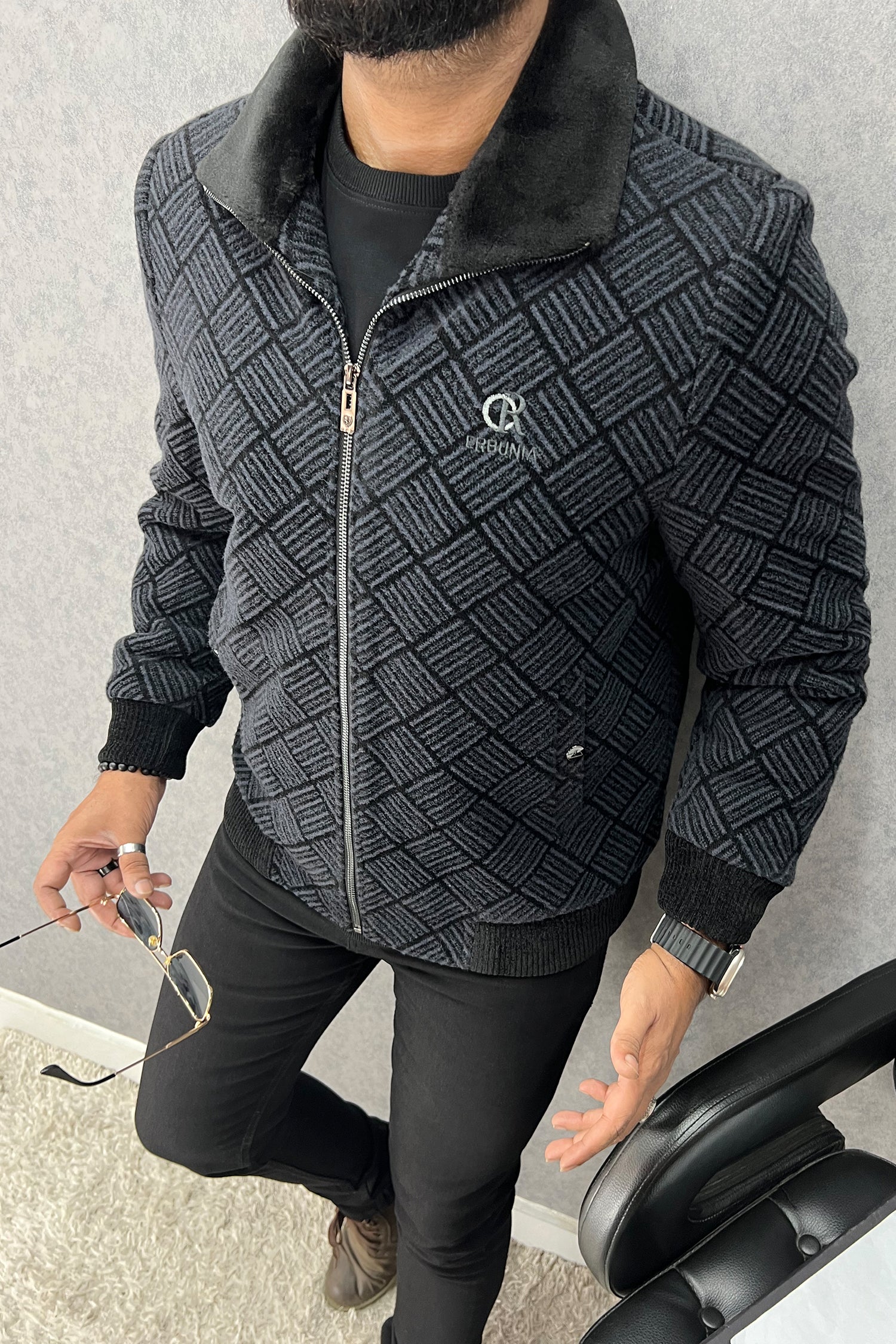 All Over Pattern Imported Men's Woolen Jacket