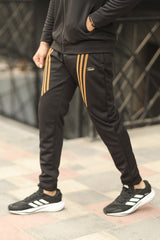 Turbo Diagonal Stripes Men Zipper Tracksuit In Black