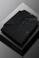 Turbo Trendy Block Pattern Stitchless Men's Polo Shirt In Black