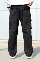 Turbo 6 Pockets Loose Bottom Imported Pk Cotton Baggy Trouser In Black