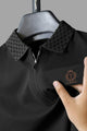Turbo Abstract Zip Collar Men's Polo Shirt In Black