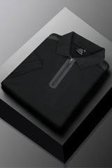 Hackt Lndn AMR Performance Zip-Placket Men's Polo Shirt In Black