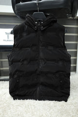 All Over Slogan Quilted Detachable Hood Imported Men's Gilet