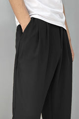 Turbo Elastic Classic Pleated Slimfit Trouser In Black