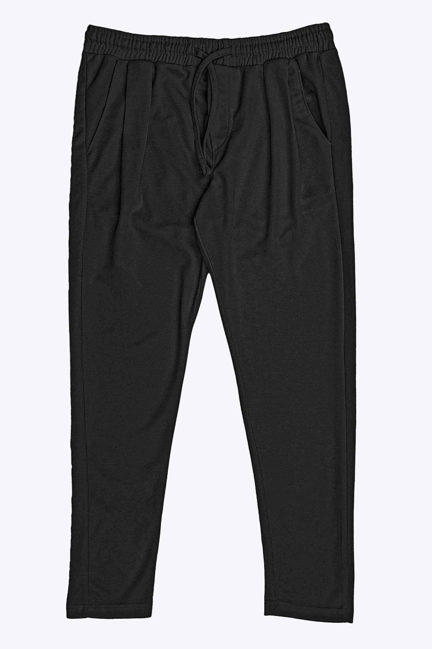 Turbo Elastic Classic Pleated Slimfit Trouser In Black