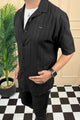 Turbo Minimalist Design Half Sleeve Casual Shirt In Black