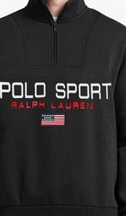 Polo RL Sport Half Zip Full Sleeves Men's Sweatshirt In Black