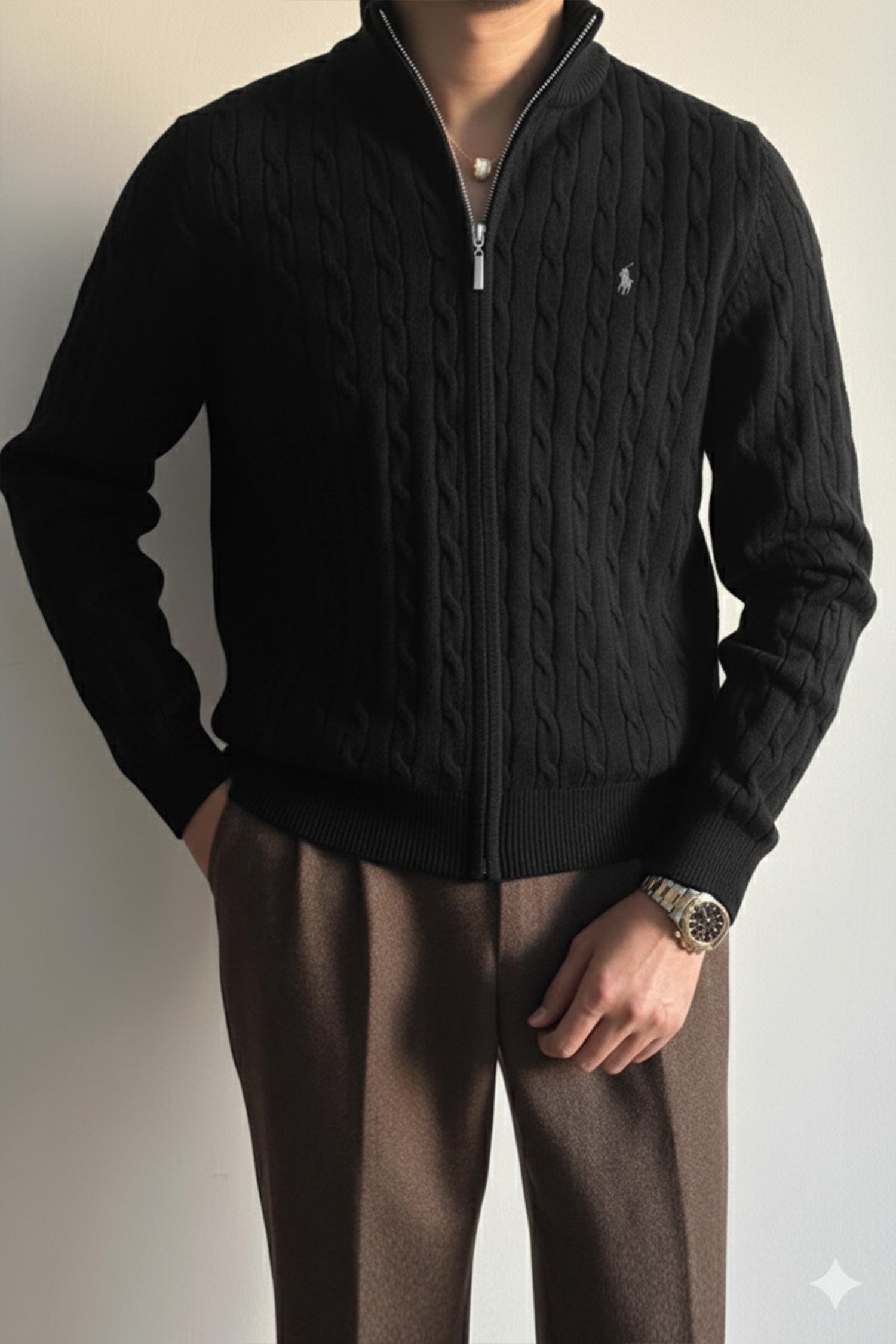 Turbo Cable Knit Imported Men's Sweater
