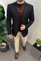 Turbo Textured Single-Breasted Imported Men Blazer In Black