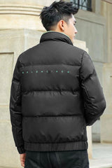 Premium Mock Neck Imported Puffer Jacket In Black