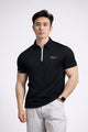 Fergmo Zipper Closure Style Men's Polo Shirt In Black