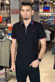 Turbo Record Zip Collar-Block Men's Polo Shirt