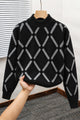 Windowpane Argyle Pattern Imported Round Neck Rabbit Wool Men's Sweater