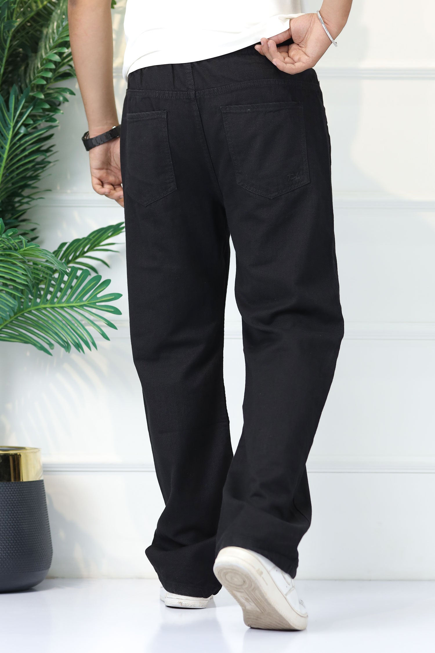 Denim 'Urban Skater' Comfort-Waist Baggy Jeans In Black