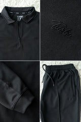 Turbo Half Zip Style Men Zipper Tracksuit In BlacK