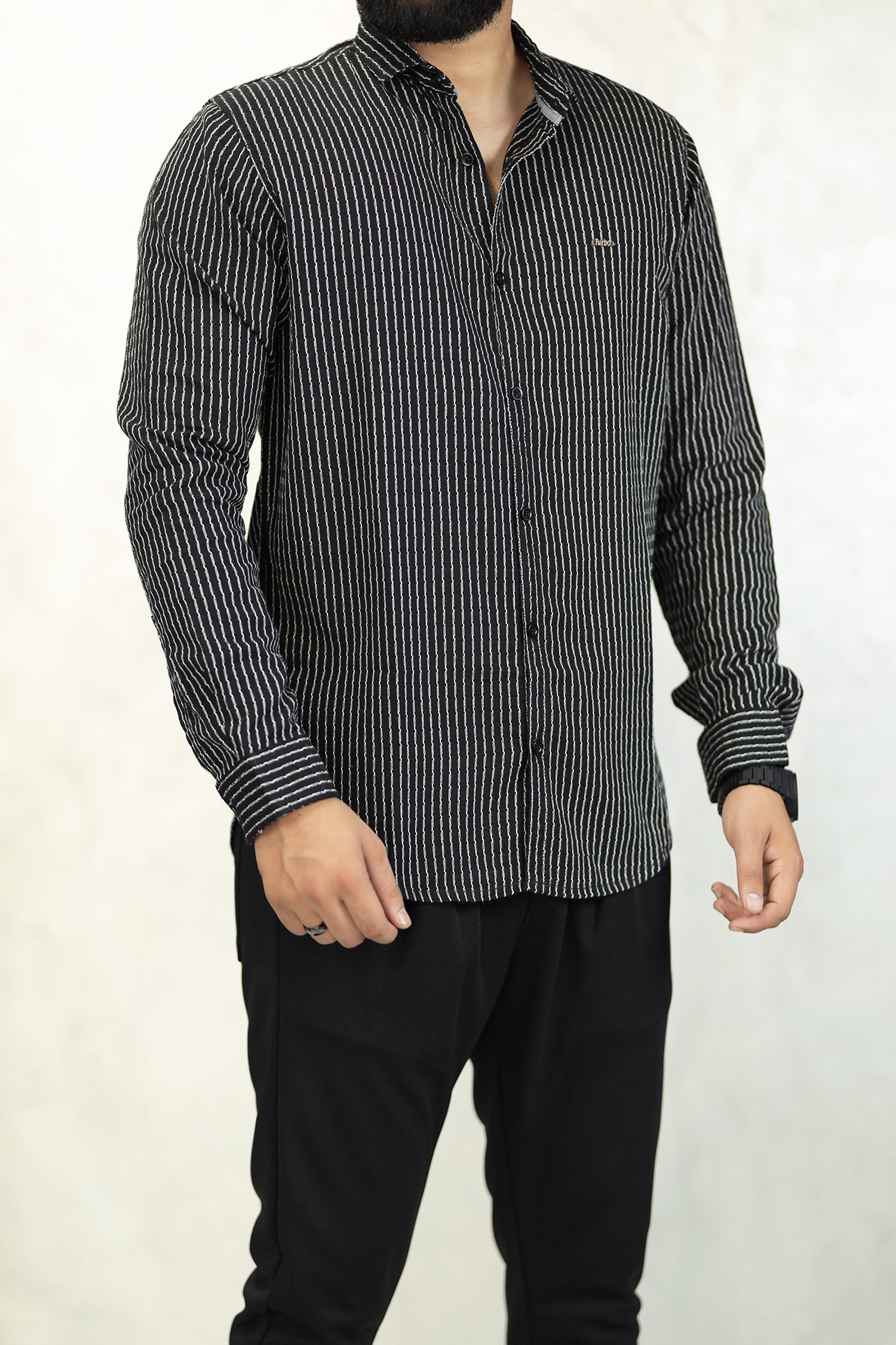 Turbo Lining Check Creation Long Sleeve Cotton Casual Shirt
