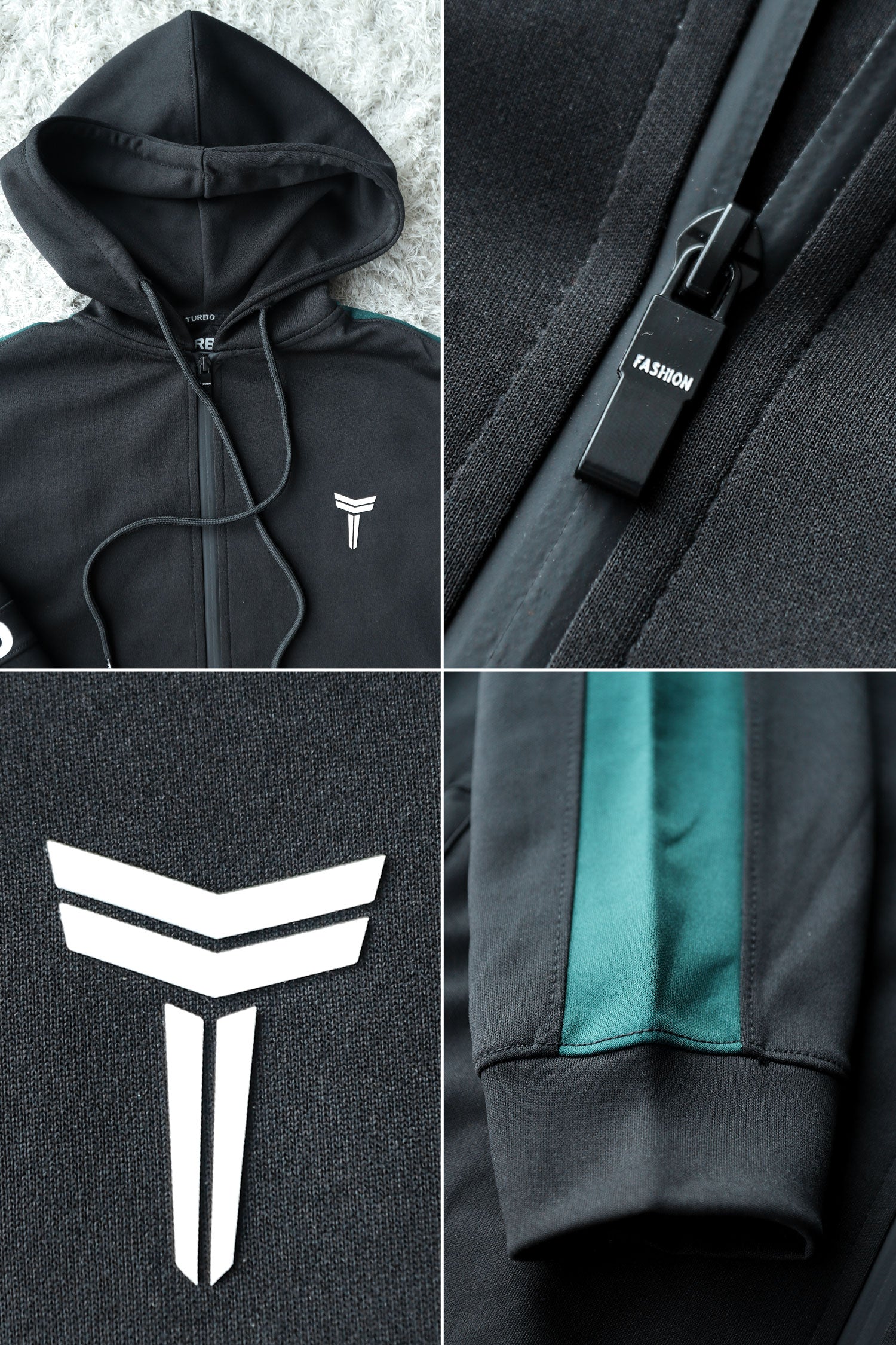 Turbo Hood Style Panel Men Zipper Tracksuit