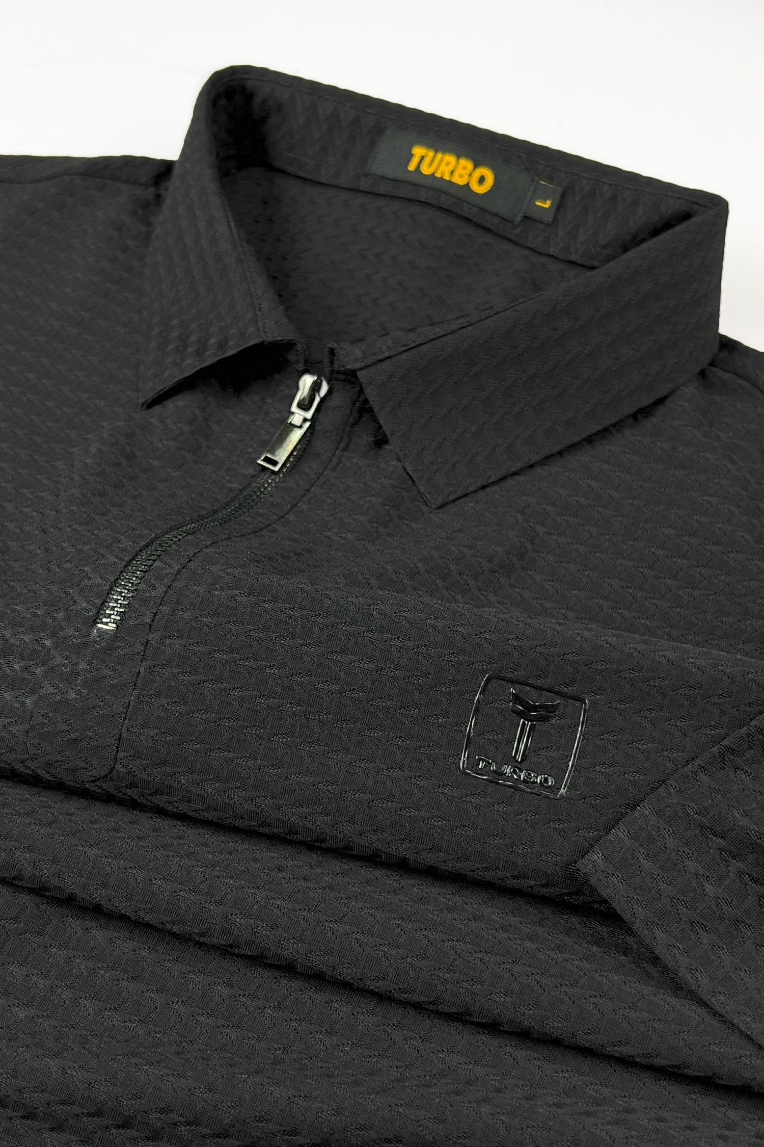 Turbo Elite Weave Textured Zipper Men's Polo Shirt