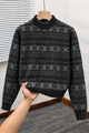 Aesthetic Geometric Patterned  Imported Round Neck Rabbit Wool Men's Sweater