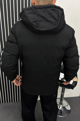 Adds 3 Stripe Double Sided Imported Puffer Jacket In Black