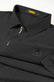 Turbo Elite Weave Textured Zipper Men's Polo Shirt In Black