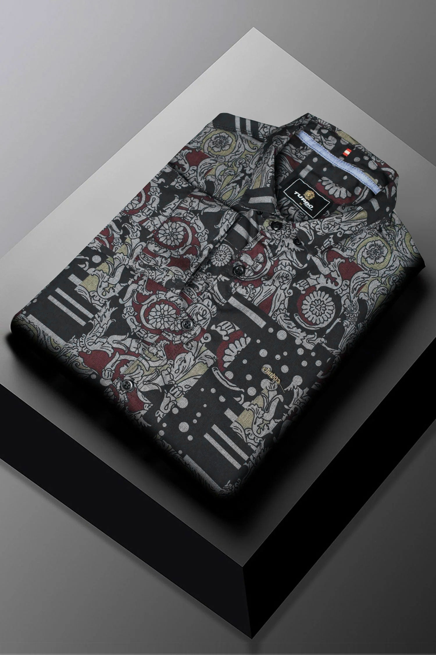 Turbo Retro Flower Motif Long Sleeve Cotton Casual Shirt
