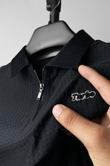 Turbo Holiday Outfit Stitchless Zip Style Men's Polo Shirt In Black