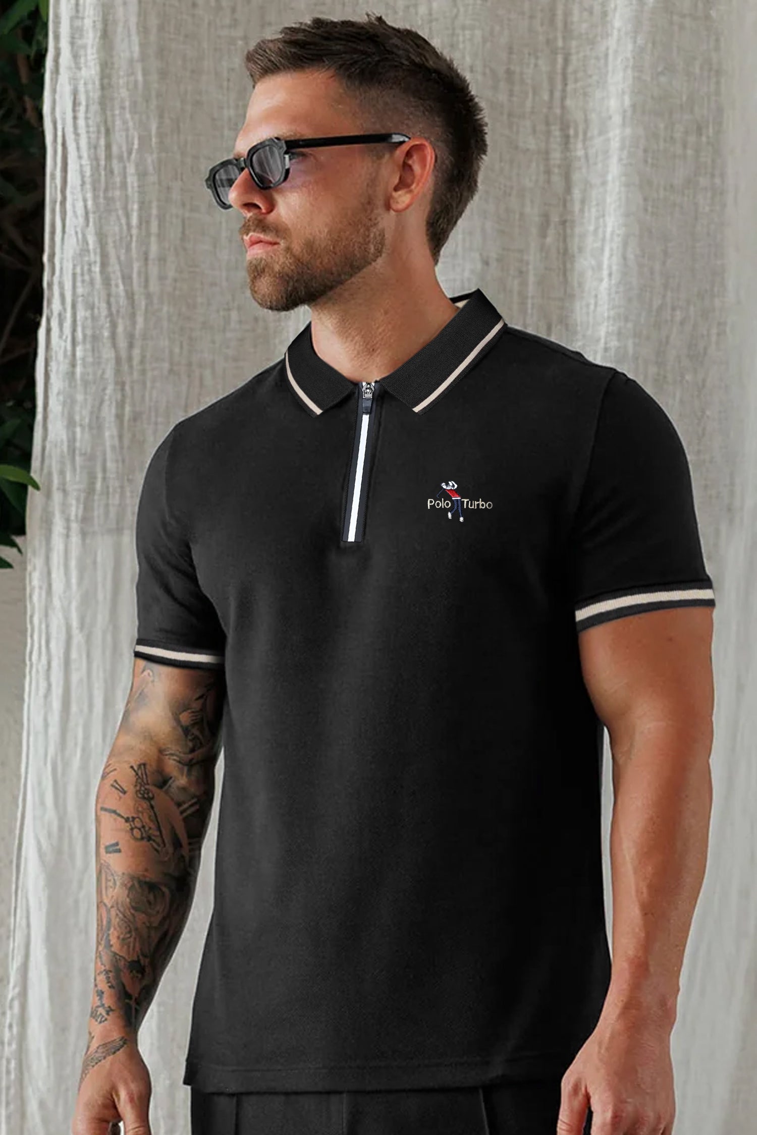 Turbo Polo Club Zipper Placket Men's Polo Shirt