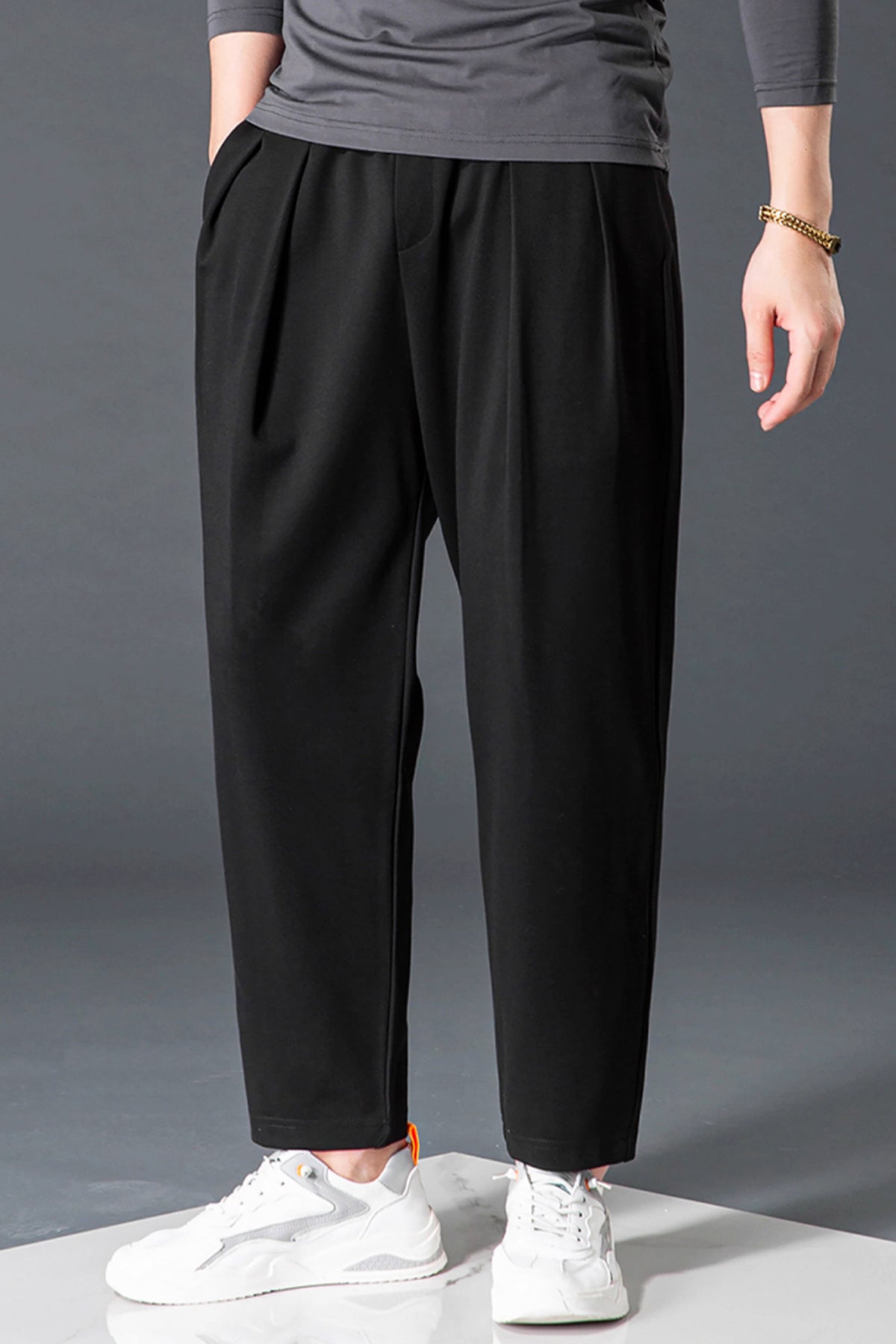 Turbo Comfort Front Plate SlimFit Trouser In Black