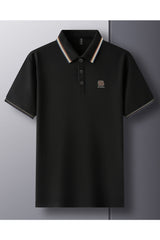 B Fashion Seamless Embroidered Men's Polo Shirt In Black