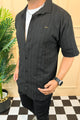 Turbo Wave Texture Crochet Casual Shirt In Black