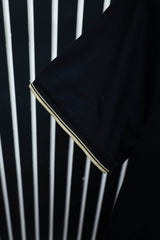 Two Tone Banded Collar And Sleeve Polo Shirt In Black