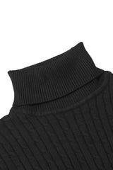 Textured Pattern Turtleneck Cashmere High Neck In Black