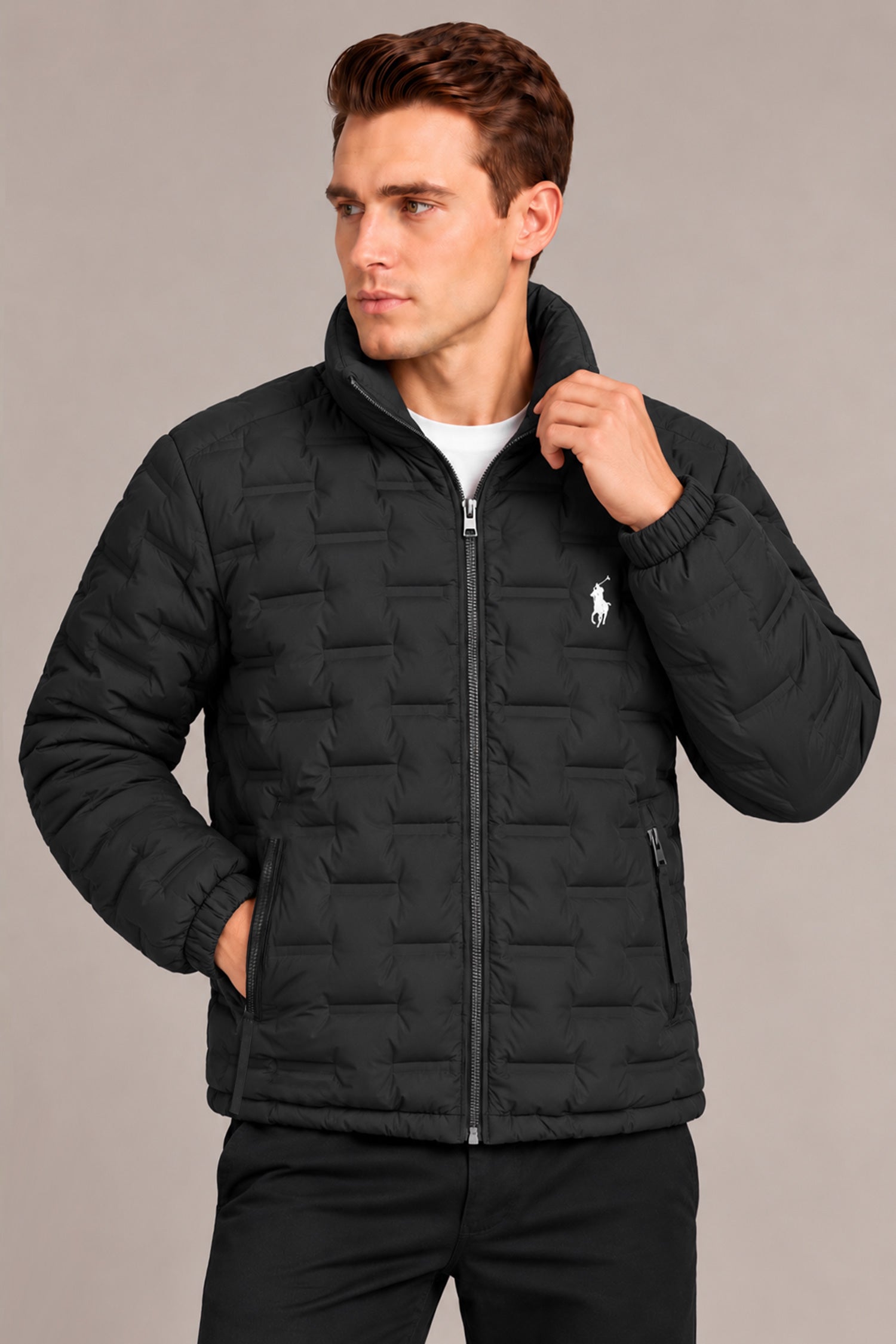 Polo Brick-Quilted Pattern Imported Puffer Jacket