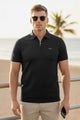Turbo Holiday Outfit Stitchless Zip Style Men's Polo Shirt In Black
