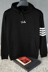 Turbo Arm Stripe Fleece Hoodie In Black