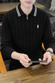 Polo Quarter Zip-Collar Imported Men's Jumper Sweater In Black