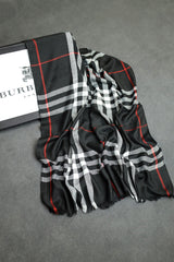 Brbrry Plaid Checked Luxury Cotton Men Mufflers In Black