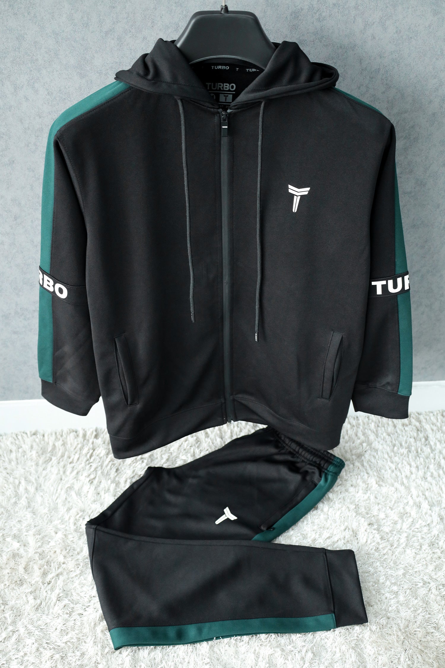 Turbo Hood Style Panel Men Zipper Tracksuit